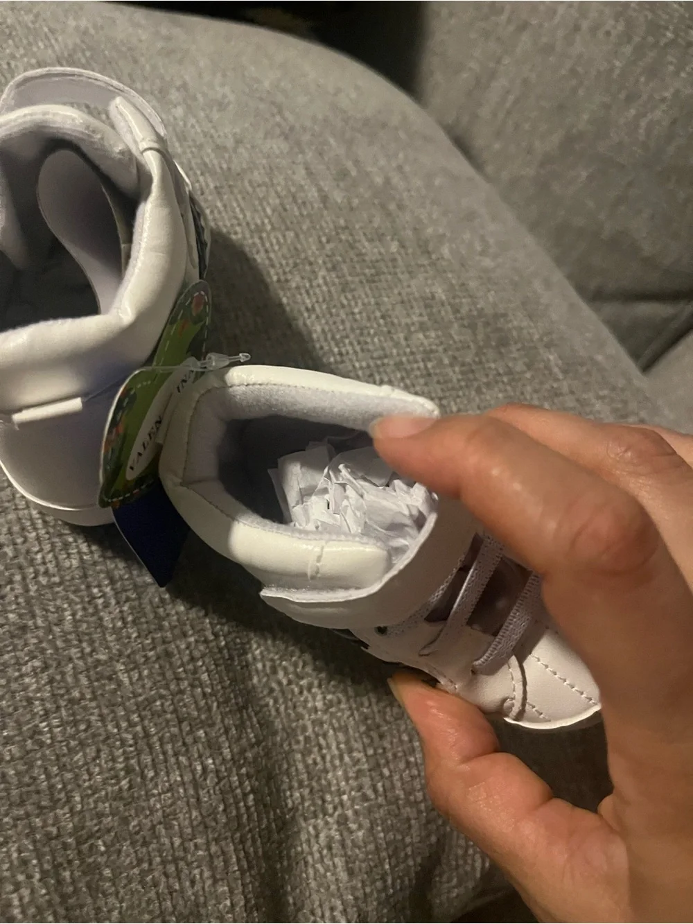 Toddler White High-Top Sneakers with Black Accent - Unbranded